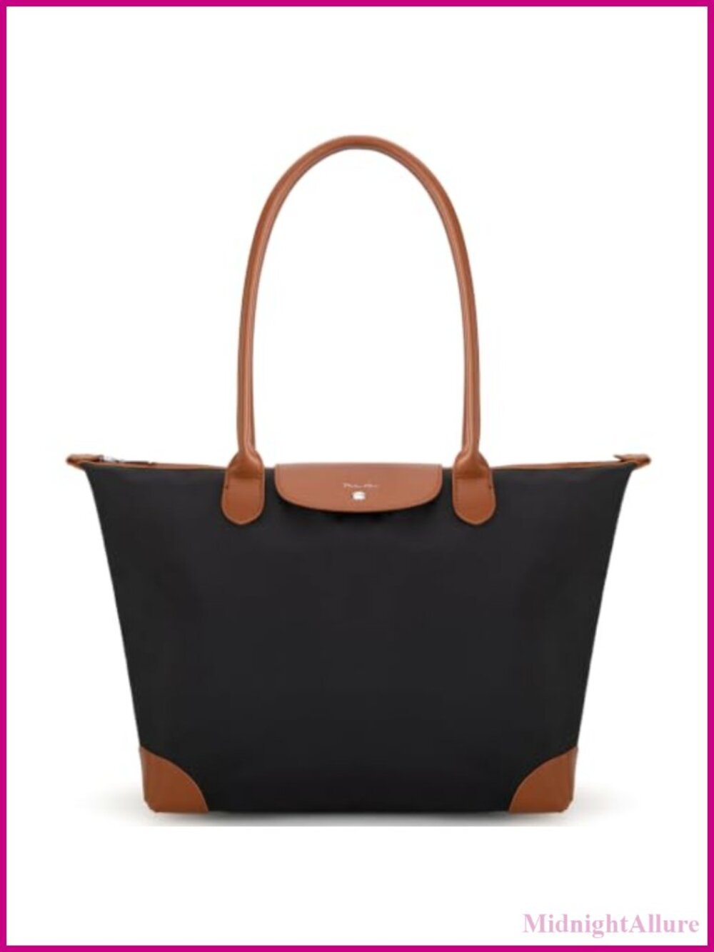 Water-Resistant Nylon Tote Bag Large Shoulder Bag with Zipper Lightweight
